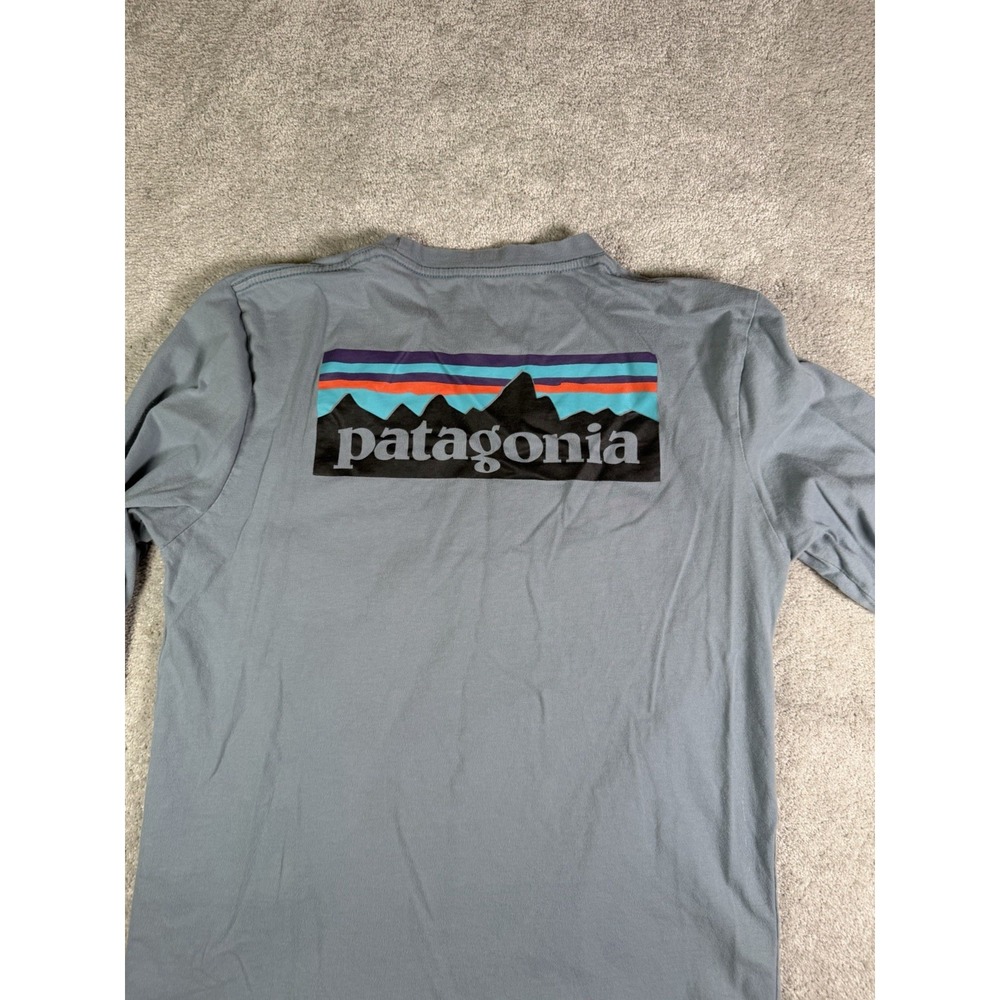 Patagonia Back Logo LS T-Shirt Womens L Regular Light Blue Hiking Camp Outdoors